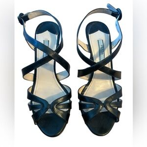 Prada black patent leather Strappy Sandals